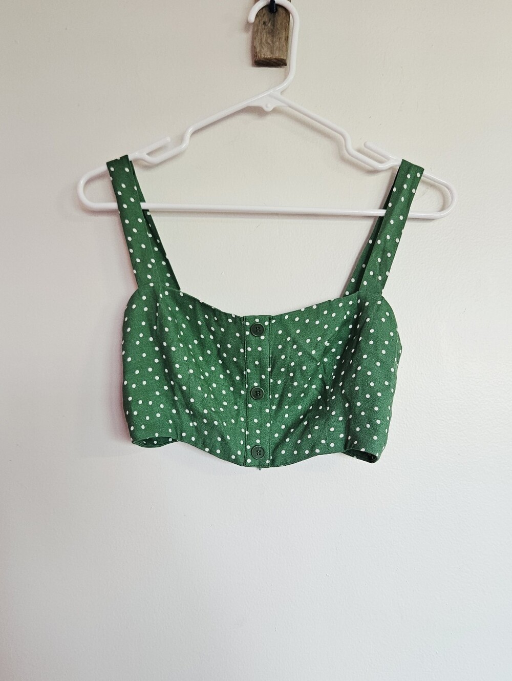 Reformation Set Green Polka-Dot Button-Front Midi Skirt And Top Size 0 - Picture 4 of 7